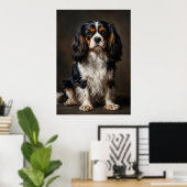 Cavalier King Charles Spaniel Donker Portret Poste Poster (Thuiskantoor)