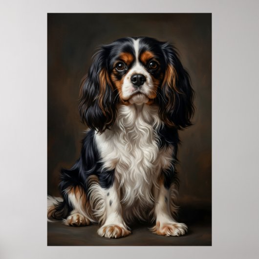 Cavalier King Charles Spaniel Donker Portret Poste Poster (Voorkant)