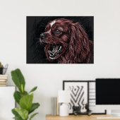 Cavalier King Charles Spaniel Donkere Schets Poste Poster (Thuiskantoor)