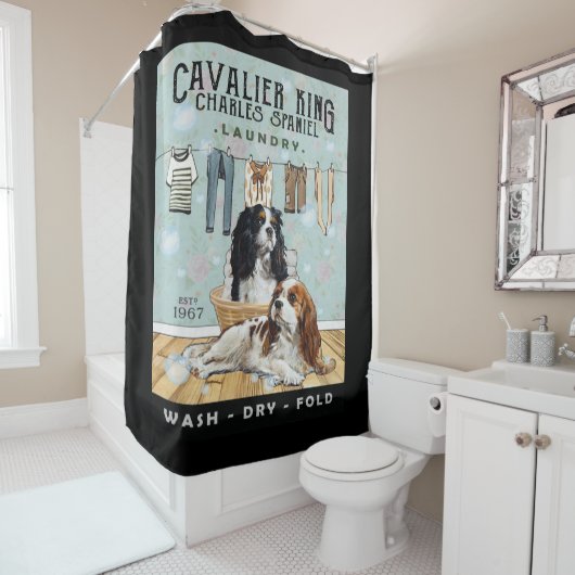Cavalier King Charles Spaniel Douchegordijn (In situ)