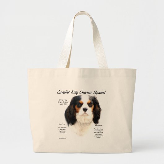 Cavalier King Charles Spaniel (driekleur) Geschied Grote Tote Bag (Voorkant)