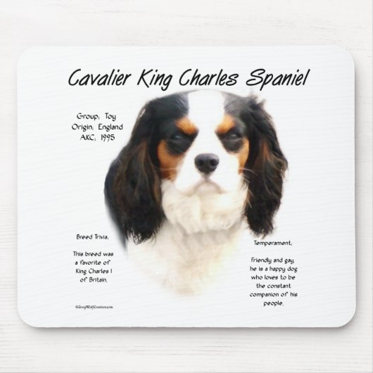 Cavalier King Charles Spaniel (driekleur) Geschied Muismat (Voorkant)