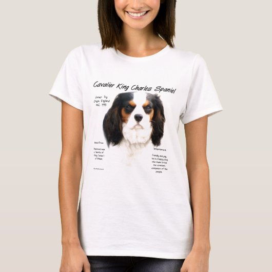 Cavalier King Charles Spaniel (driekleur) Geschied T-shirt (Voorkant)