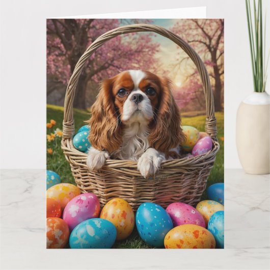 Cavalier King Charles Spaniel Easter Eggs Kaart (Voorkant)