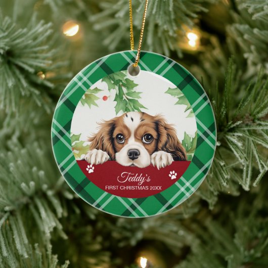 Cavalier King Charles Spaniel Eerste Kerstmis Keramisch Ornament (Boom)