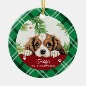 Cavalier King Charles Spaniel Eerste Kerstmis Keramisch Ornament (Voorkant)