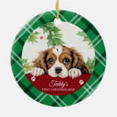 Cavalier King Charles Spaniel Eerste Kerstmis Keramisch Ornament (Achterkant)