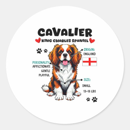 Cavalier King Charles Spaniel eigenaar Funny Dog L Ronde Sticker (Voorkant)