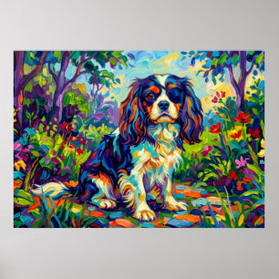 Cavalier King Charles Spaniel Fauvist Tuin Poster