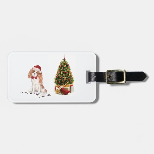 Cavalier King Charles Spaniel Funny Kersthond Bagagelabel (Voorkant horizontaal)