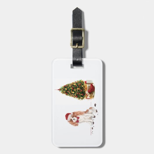Cavalier King Charles Spaniel Funny Kersthond Bagagelabel (Voorkant verticaal)
