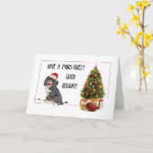 Cavalier King Charles Spaniel Funny Kersthond Kaart (Gele Bloem)