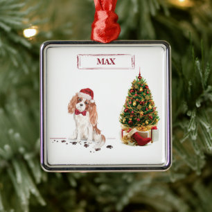 Cavalier King Charles Spaniel Funny Kersthond Metalen Ornament
