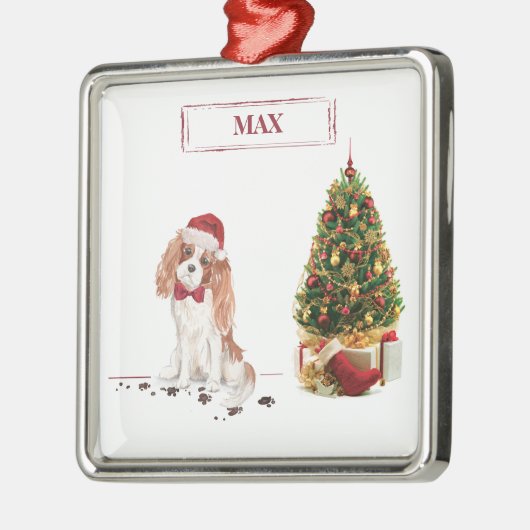 Cavalier King Charles Spaniel Funny Kersthond Metalen Ornament (Links)