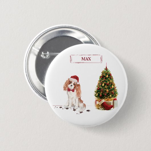 Cavalier King Charles Spaniel Funny Kersthond Ronde Button 5,7 Cm (Voorkant /achterkant)