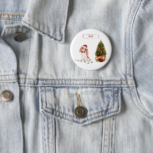 Cavalier King Charles Spaniel Funny Kersthond Ronde Button 5,7 Cm (In situ)