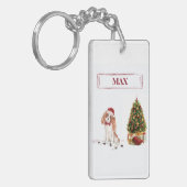 Cavalier King Charles Spaniel Funny Kersthond Sleutelhanger (Voorkant Links)