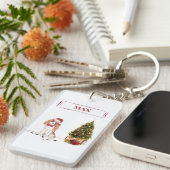 Cavalier King Charles Spaniel Funny Kersthond Sleutelhanger (Voorkant Rechts)