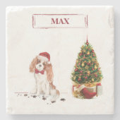 Cavalier King Charles Spaniel Funny Kersthond Stenen Onderzetter (Voorkant)