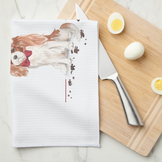 Cavalier King Charles Spaniel Funny Kersthond Theedoek (Quarter Fold)