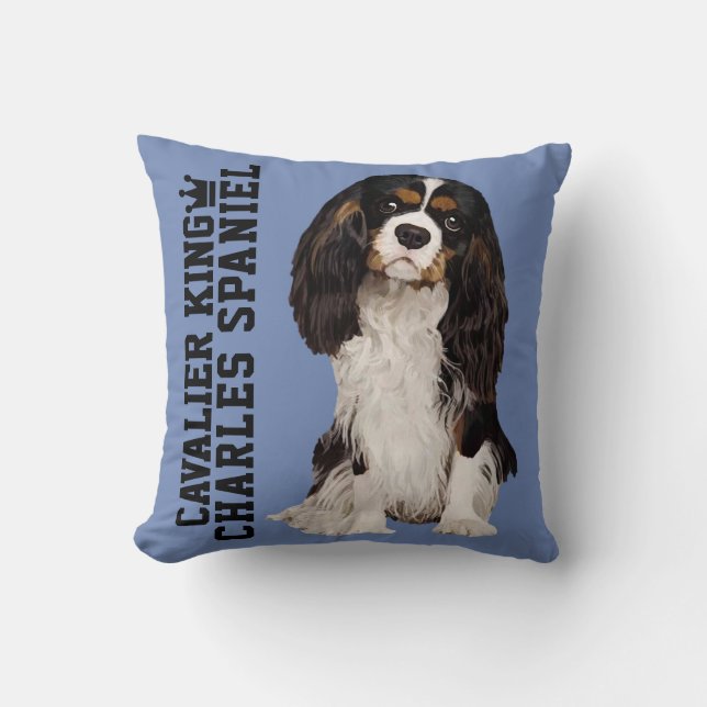 Cavalier King Charles Spaniel geïllustreerd Pillow Kussen (Voorkant)