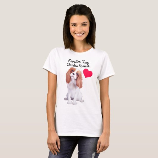 Cavalier King Charles Spaniel geïllustreerd T-Shir T-shirt (Voorkant volledig)