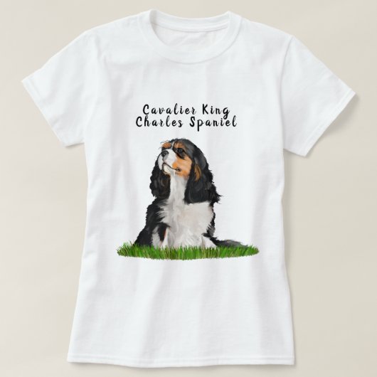 Cavalier King Charles Spaniel geïllustreerd T-Shir T-shirt (Design voorkant)