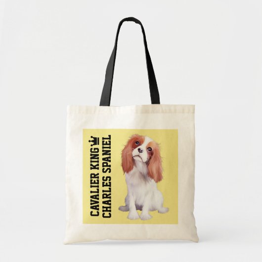 Cavalier King Charles Spaniel geïllustreerde Canva Tote Bag (Voorkant)