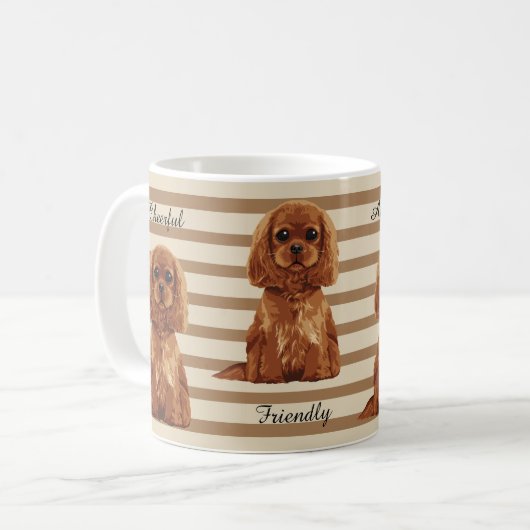 Cavalier King Charles Spaniel geïllustreerde Mok (Voorkant links)
