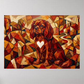 Cavalier King Charles Spaniel Geometrische Kubisti Poster