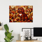 Cavalier King Charles Spaniel Geometrische Kubisti Poster (Thuiskantoor)