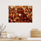 Cavalier King Charles Spaniel Geometrische Kubisti Poster (Keuken)