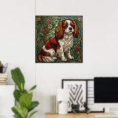 Cavalier King Charles Spaniel Glas-in-lood Poster (Thuiskantoor)