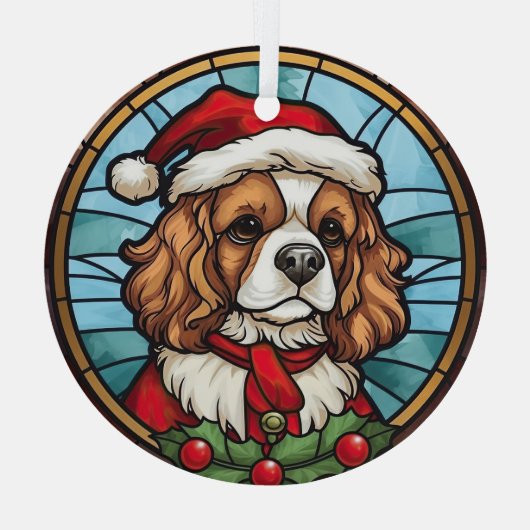 Cavalier King Charles Spaniel Glas Kerstmis Glas Ornament (Achterkant)