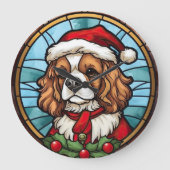 Cavalier King Charles Spaniel Glas Kerstmis Grote Klok (Voorkant)