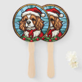 Cavalier King Charles Spaniel Glas Kerstmis Handwaaier (Voorkant en achterkant)