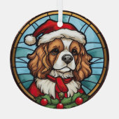 Cavalier King Charles Spaniel Glas Kerstmis Ornament (Achterkant)