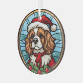 Cavalier King Charles Spaniel Glas Kerstmis Ornament (Voorkant links)