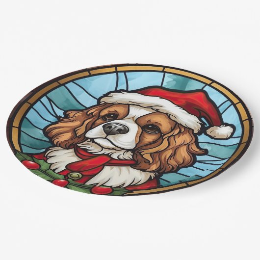 Cavalier King Charles Spaniel Glas Kerstmis Papieren Bordje (Gekanteld)
