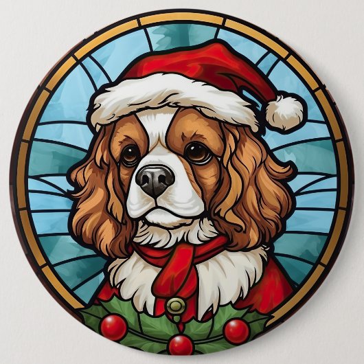 Cavalier King Charles Spaniel Glas Kerstmis Ronde Button 6,0 Cm (Voorkant)