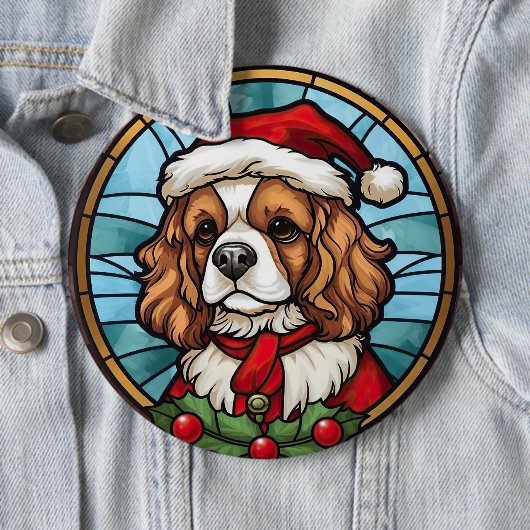 Cavalier King Charles Spaniel Glas Kerstmis Ronde Button 6,0 Cm (In situ)