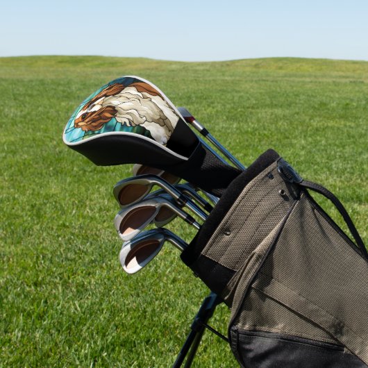 Cavalier King Charles Spaniel Golf Head Hoesje Golfheadcover (Insitu)