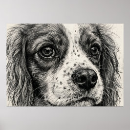 Cavalier King Charles Spaniel Grafietpotlood Poste Poster