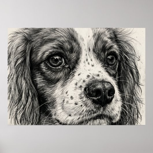 Cavalier King Charles Spaniel Grafietpotlood Poste Poster (Voorkant)