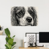 Cavalier King Charles Spaniel Grafietpotlood Poste Poster (Thuiskantoor)