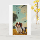 cavalier king charles spaniel halloween AI Kaart (Gele Bloem)