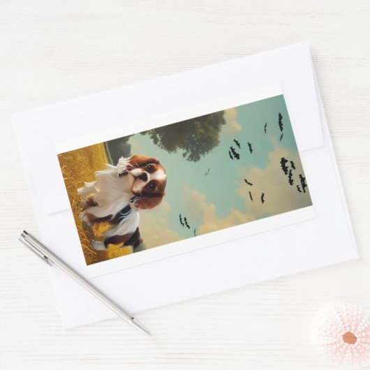 cavalier king charles spaniel halloween AI Rechthoekige Sticker (Envelop)