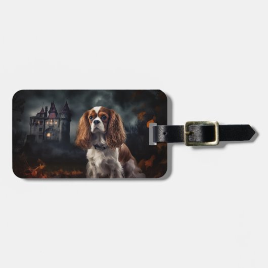 Cavalier King Charles Spaniel Halloween Griezelen Bagagelabel (Voorkant horizontaal)