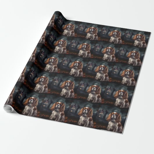 Cavalier King Charles Spaniel Halloween Griezelen Cadeaupapier (Uitgerold)