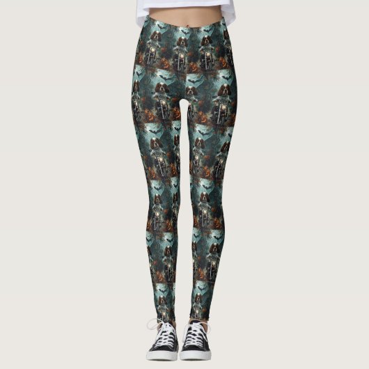 Cavalier King Charles Spaniel Halloween Griezelen Leggings (Voorkant)